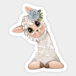 cute floral llama Sticker